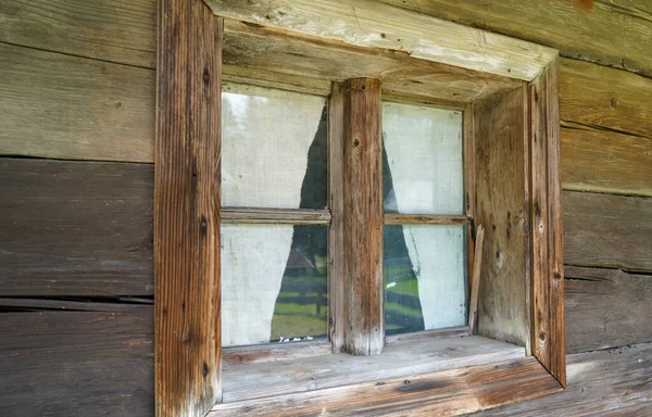 Aged Wooden Window Glazing Partially Weathered Rustic Homes — Stockfoto