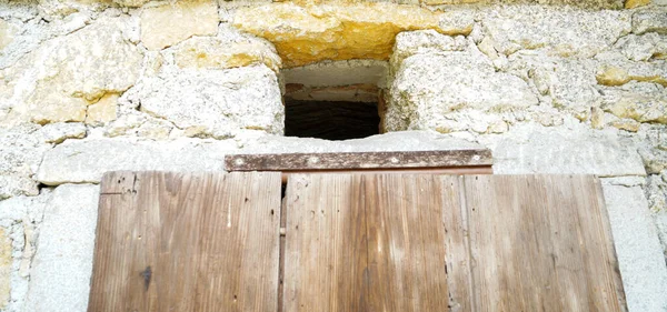 Aged Wooden Window Glazing Partially Weathered Rustic Homes — Stock Photo, Image