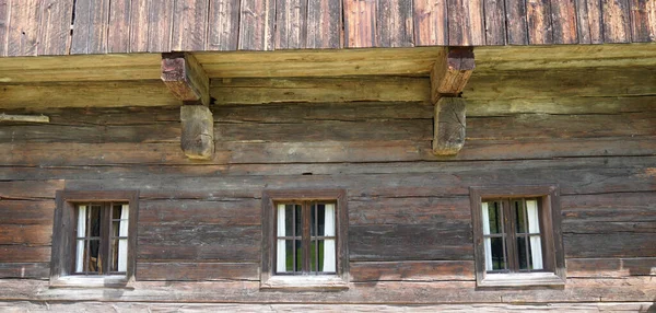 Aged Wooden Window Glazing Partially Weathered Rustic Homes — Zdjęcie stockowe