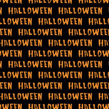 Kusursuz desenli, el yapımı cadılar bayramı harfleri siyah arka planda. Cadılar Bayramı web sitesi tasarımı, baskıları ve daha fazlası için mükemmel.