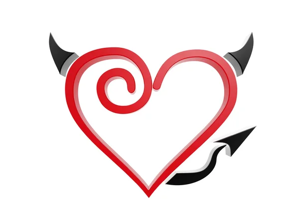 Amor vermelho coração diabo símbolo — Fotografia de Stock