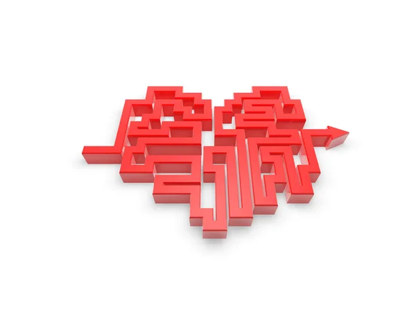 Red heart maze path — Stock Photo, Image