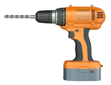 Orange cordless drill clipart