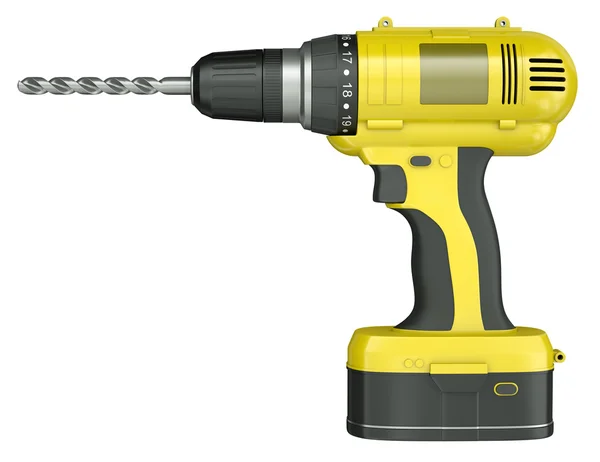 Yellow cordless drill — Stock Photo, Image