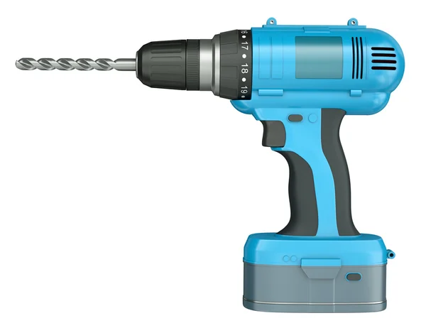 Blue cordless drill — Stock Photo, Image