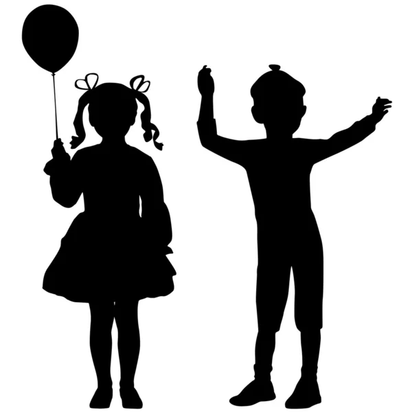 Silhouettes of kids — Stock Vector