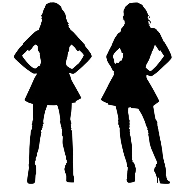 Silhouettes of fashion women — Stock Vector