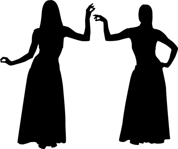 Silhouettes of women dancing belly — Stock Vector