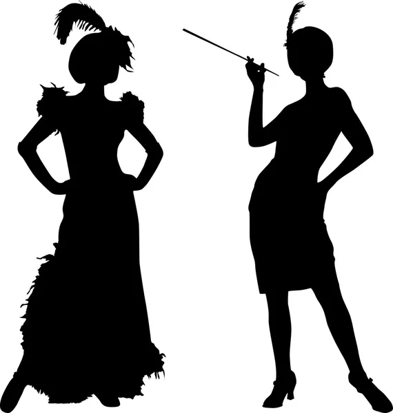 Silhouette di donne da cabaret — Vettoriale Stock