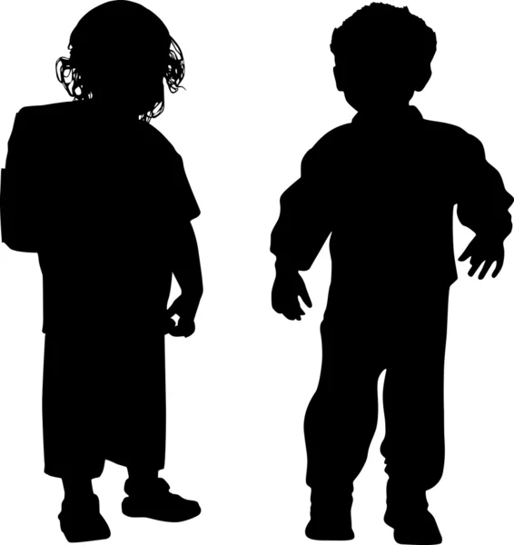 Silhouettes of kids — Stock Vector