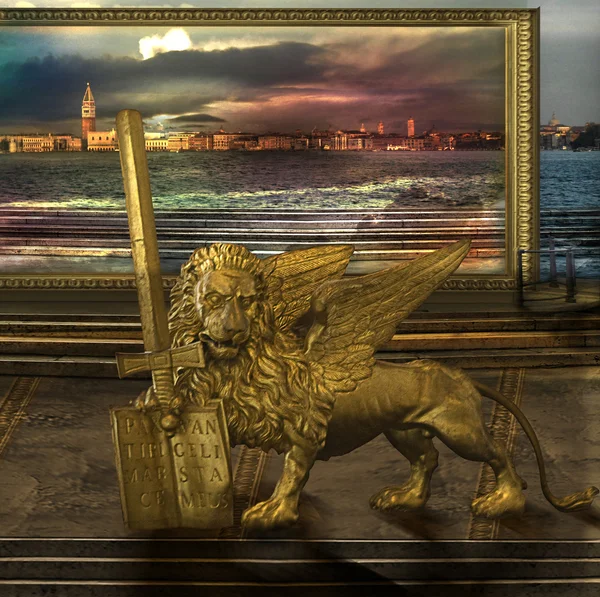 Золотий лев в альтернативних землі — стокове фото