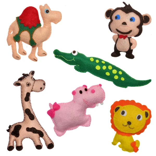 Felt toys safari animals — Stock Photo, Image