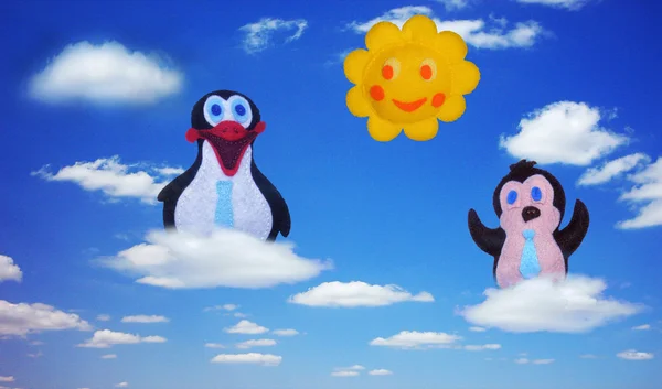 Pingüinos y sol — Foto de Stock