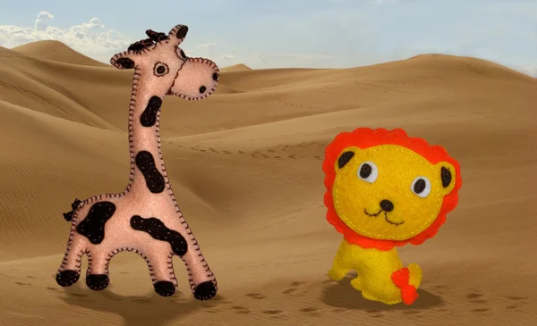 Giraffe and lion