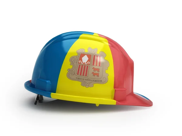 Andorran flag on construction helmet — Stock Photo, Image