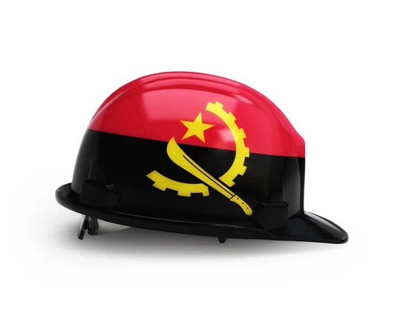 Angolan flag on construction helmet — Stock Photo, Image