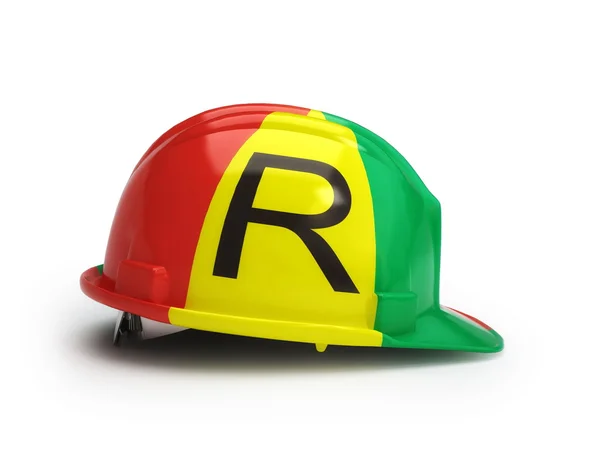 Rwandan flag on construction helmet — Stock Photo, Image