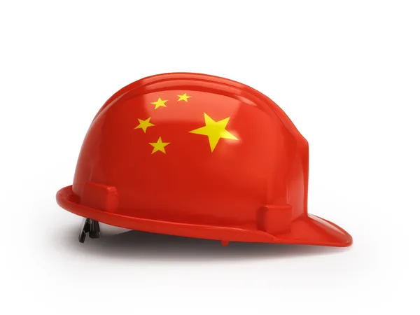Chinese flag on construction helmet — Stock Photo, Image