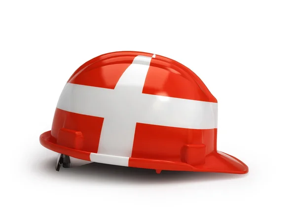 Denmark flag on construction helmet — Stock Photo, Image