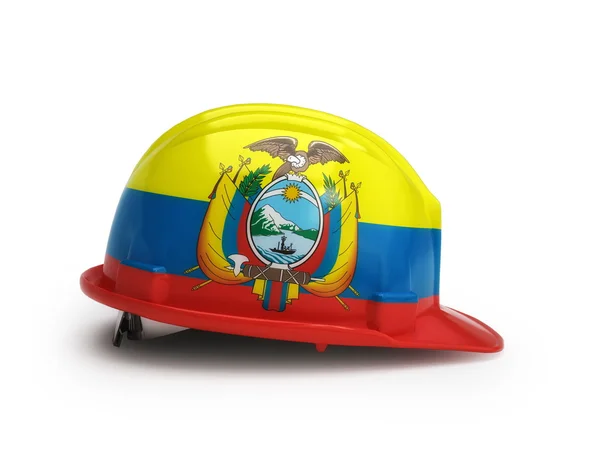 Bandiera ecuadoriana sul casco da costruzione — Foto Stock