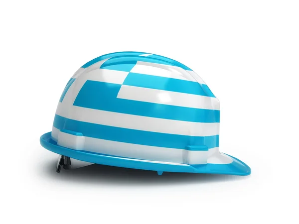 Grecian flag on construction helmet — Stock Photo, Image
