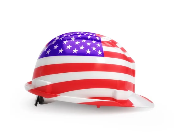 Bandera de Estados Unidos en el casco de construcción — Foto de Stock