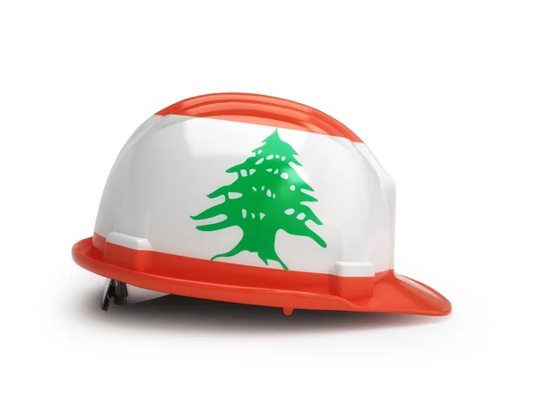 Bandiera libanese sul casco da costruzione — Foto Stock