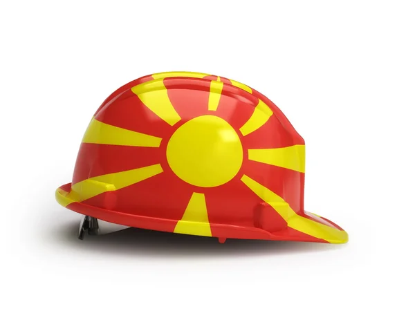 Bandiera macedone sul casco da costruzione — Foto Stock