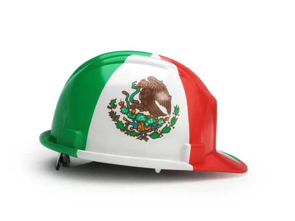 Bandera mexicana en casco de construcción — Foto de Stock