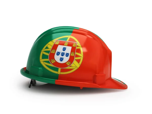 Bandiera portoghese sul casco da costruzione — Foto Stock