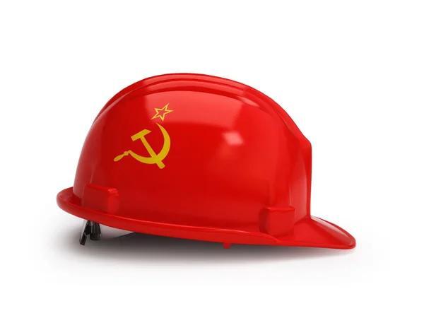 Soviet Union flag on construction helmet — Stock Photo, Image