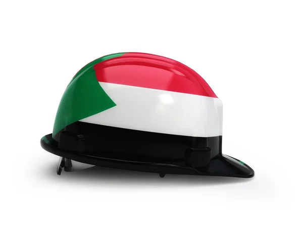 Sudański flaga na budowę hełm — Zdjęcie stockowe