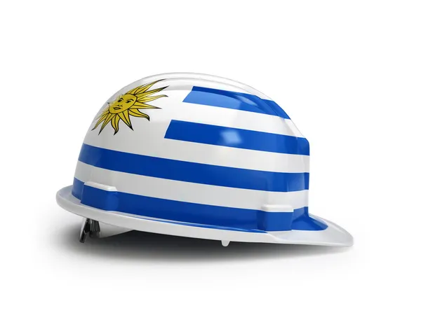 Bandera uruguaya en casco de construcción — Foto de Stock