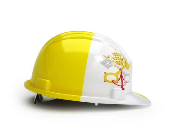 Bandera del Vaticano en casco de construcción — Foto de Stock