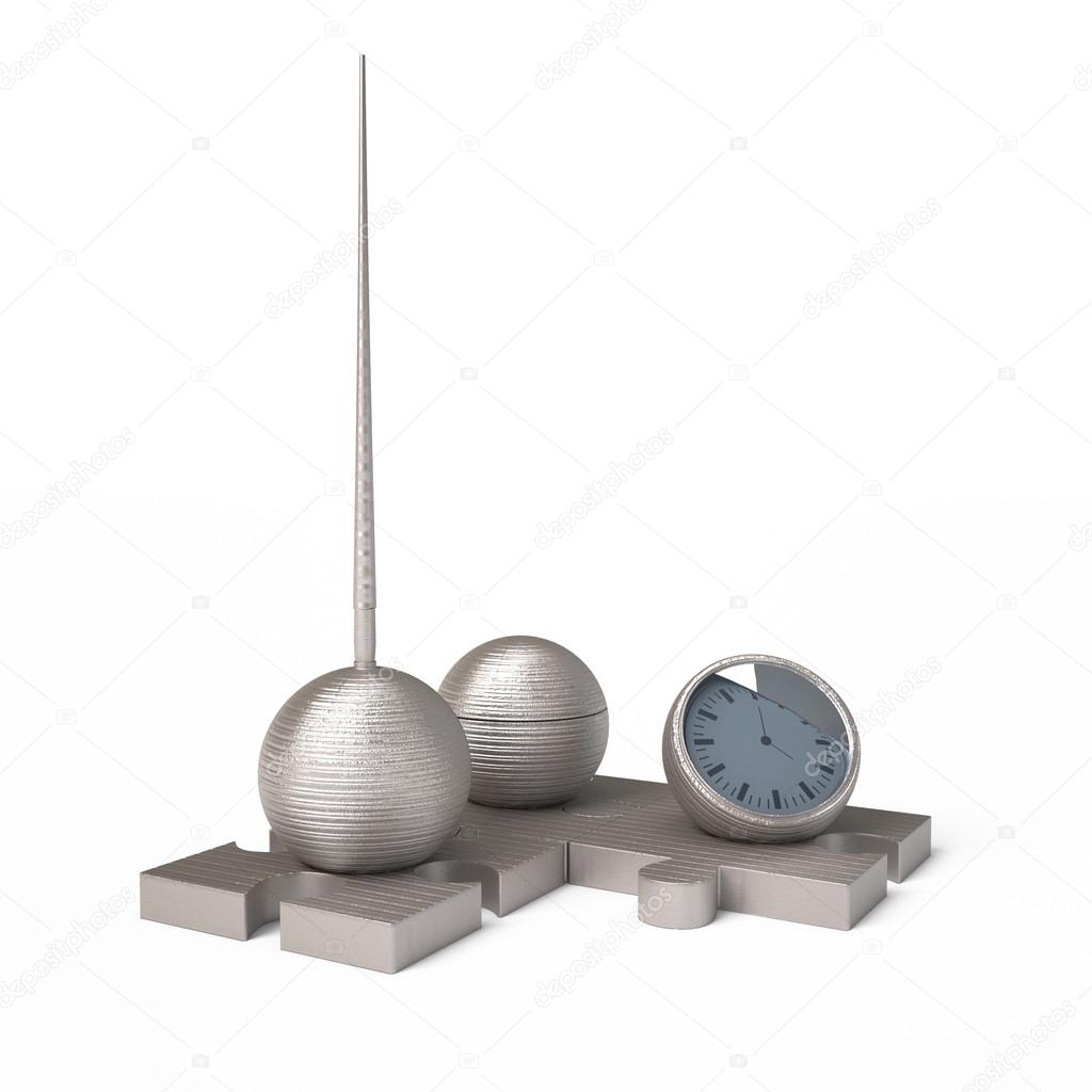 Modern Office Desk Clock On Puzzles Stock Photo C Vahekatrjyan