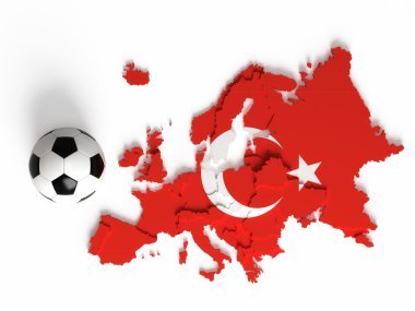 Ulusal sınırları ile Avrupa harita üzerinde Türk bayrağı