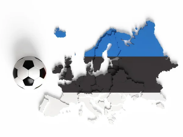 Bandeira da Estónia no mapa europeu com fronteiras nacionais — Fotografia de Stock