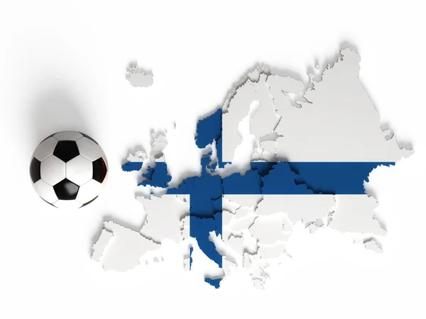 Finland flag on European map with national borders — Stock Photo, Image