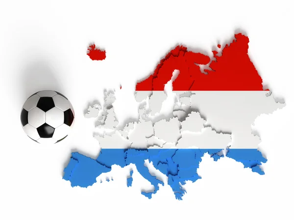 Luxemburg vlag op Europese kaart met nationale grenzen — Stockfoto