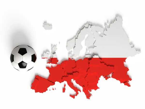 Polish flag on European map with national borders — Stock Photo, Image