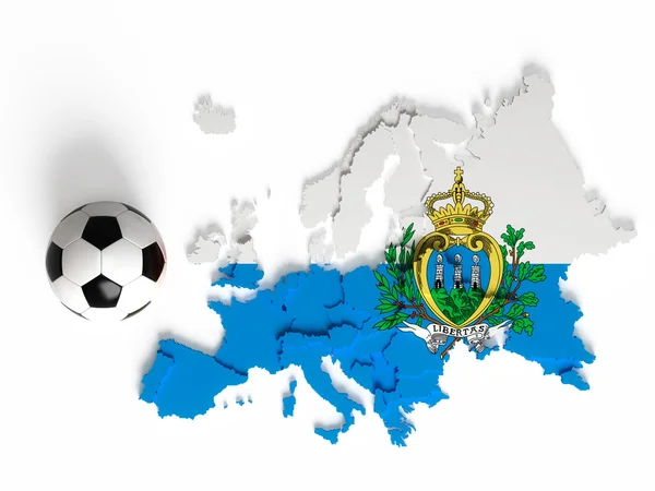 San Marino flag on European map with national borders — Stock Photo, Image