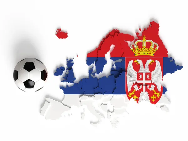 Serbiska flaggan på Europakartan med nationella gränser — Stockfoto