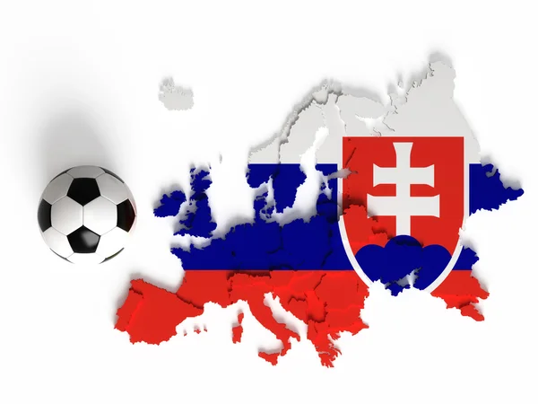 Slovakian flag on European map with national borders — Stock Photo, Image