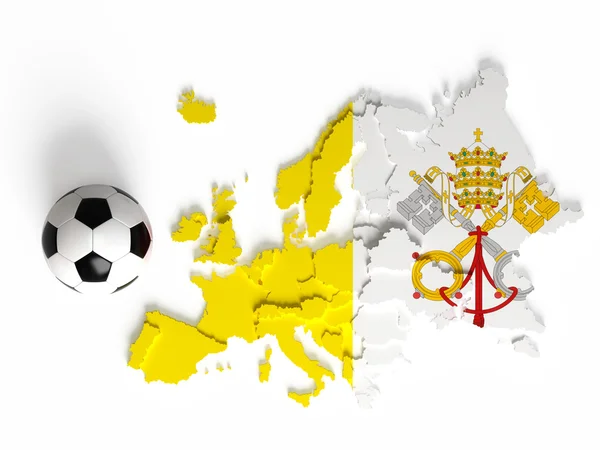 Vatican flag on European map with national borders — Stock Photo, Image