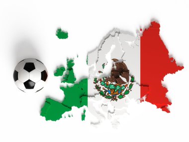 Ulusal sınırları ile Avrupa Haritası Meksika bayrağı