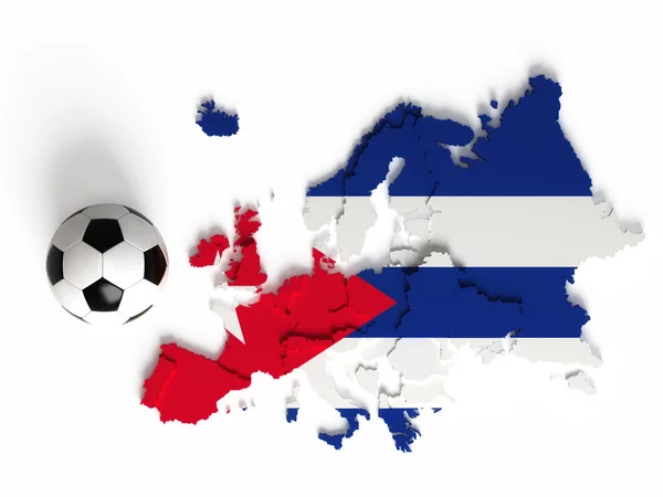 Bandeira cubana no mapa europeu com fronteiras nacionais — Fotografia de Stock