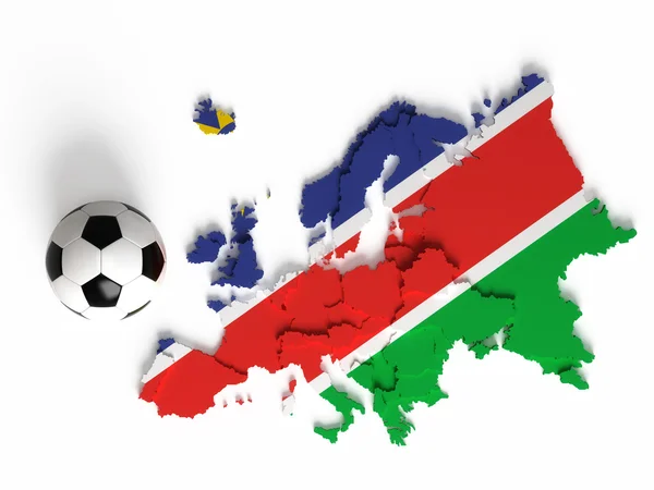 Namibische vlag op Europese kaart met nationale grenzen — Stockfoto