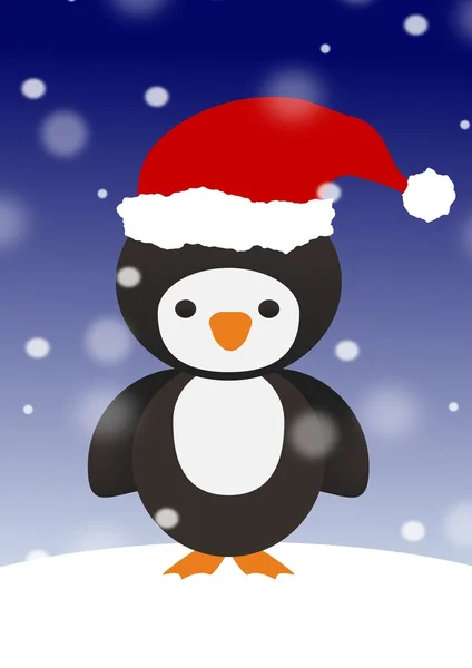 Penguin in Santa hat — Stock Photo, Image