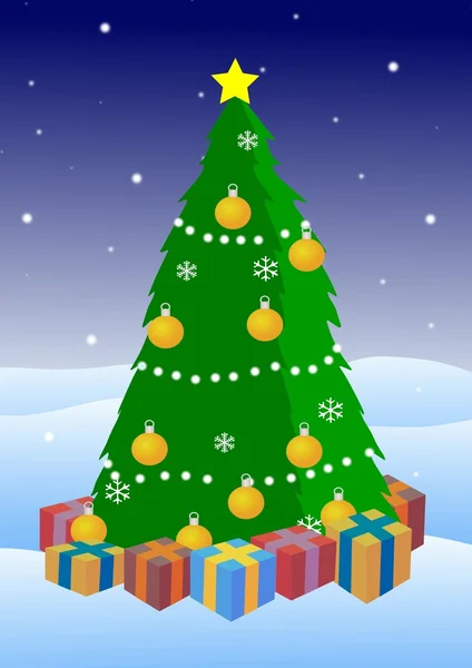 Weihnachtsbaum draußen — Stockfoto
