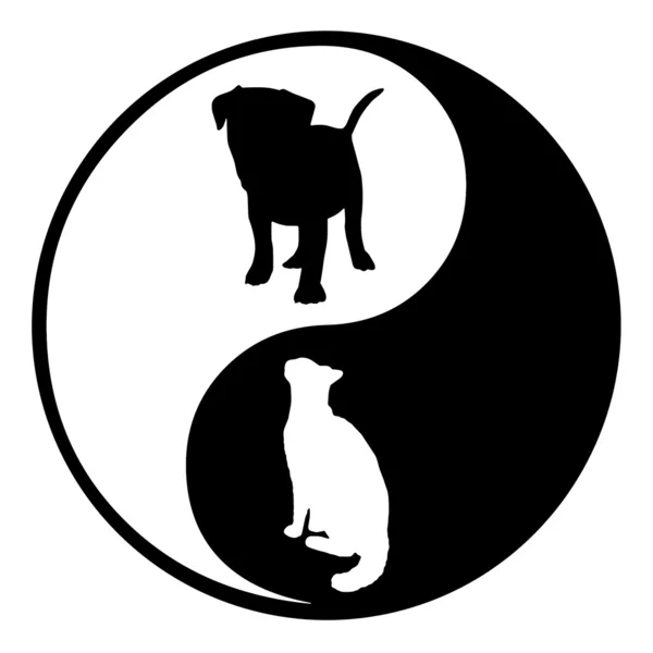 Yin yang pies kot — Zdjęcie stockowe